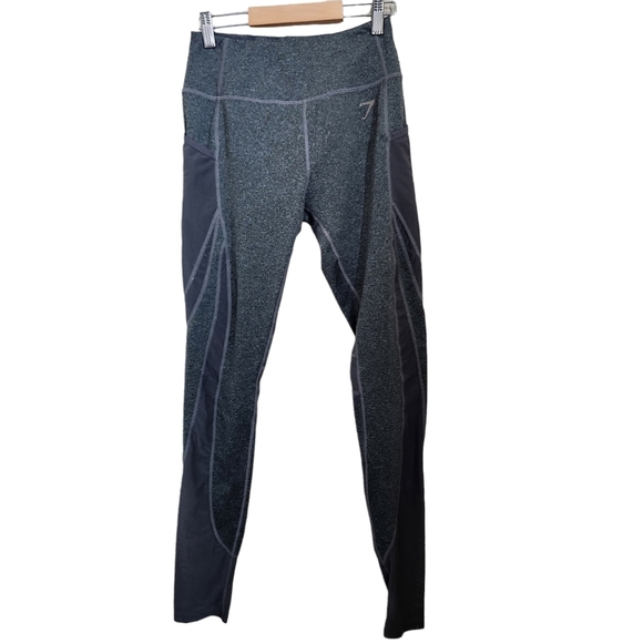 Gymshark Leggings Mesh Panel Pockets Gray Full Length 28"  size M - Picture 2 of 11